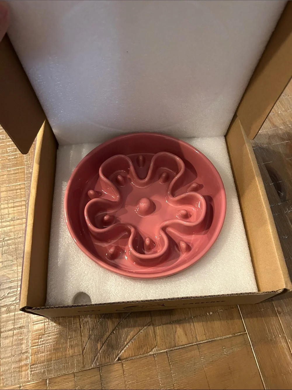 Slow Feed Dog Bowl - Pink Ceramic Slow Feeder